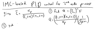 IMC PID Design of a Second Order Process