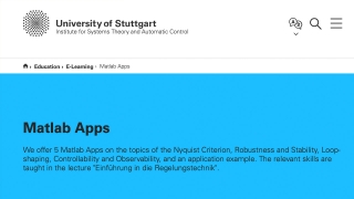 The Institute for Systems Theory and Automatic Control MATLAB Apps