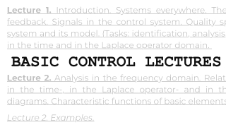 Basic Control Lectures