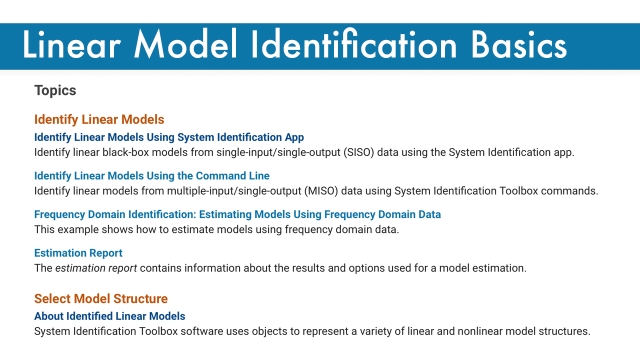 Linear Model Identification Basics