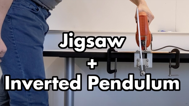 Suspending a pendulum in its inverted position using a jig saw (Take 1, normal speed)